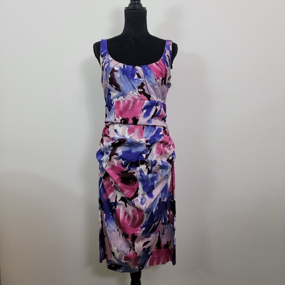 Suzi Chin for Maggy Boutique Watercolor Floral Dress, Size 6P, Pink/Purple